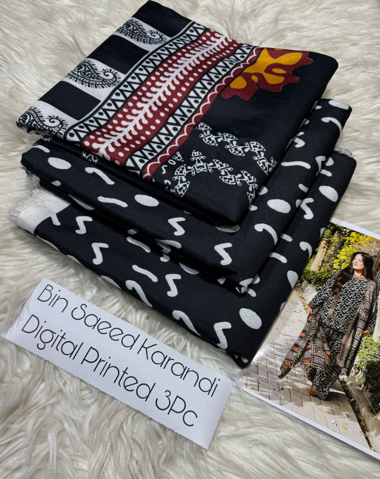 Bin Saeed Printed Karandi 3pc k#5