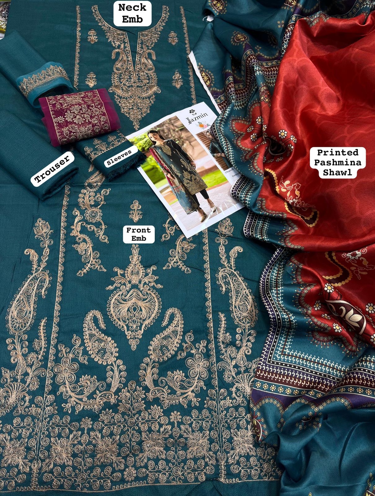 Jazmin DHANAK EMROIDERED 3PC (E132)