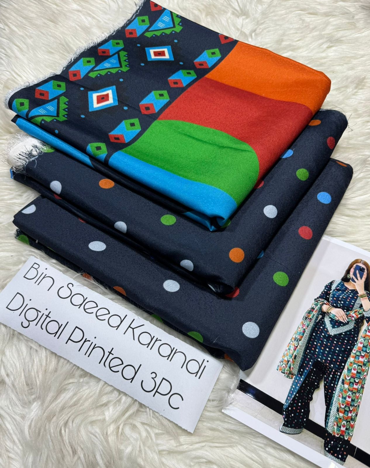 Bin Saeed Printed Karandi 3pc k#2