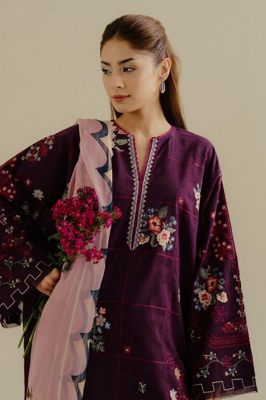 Zara shahjahan DHANAK EMROIDERED 3PC (E137)