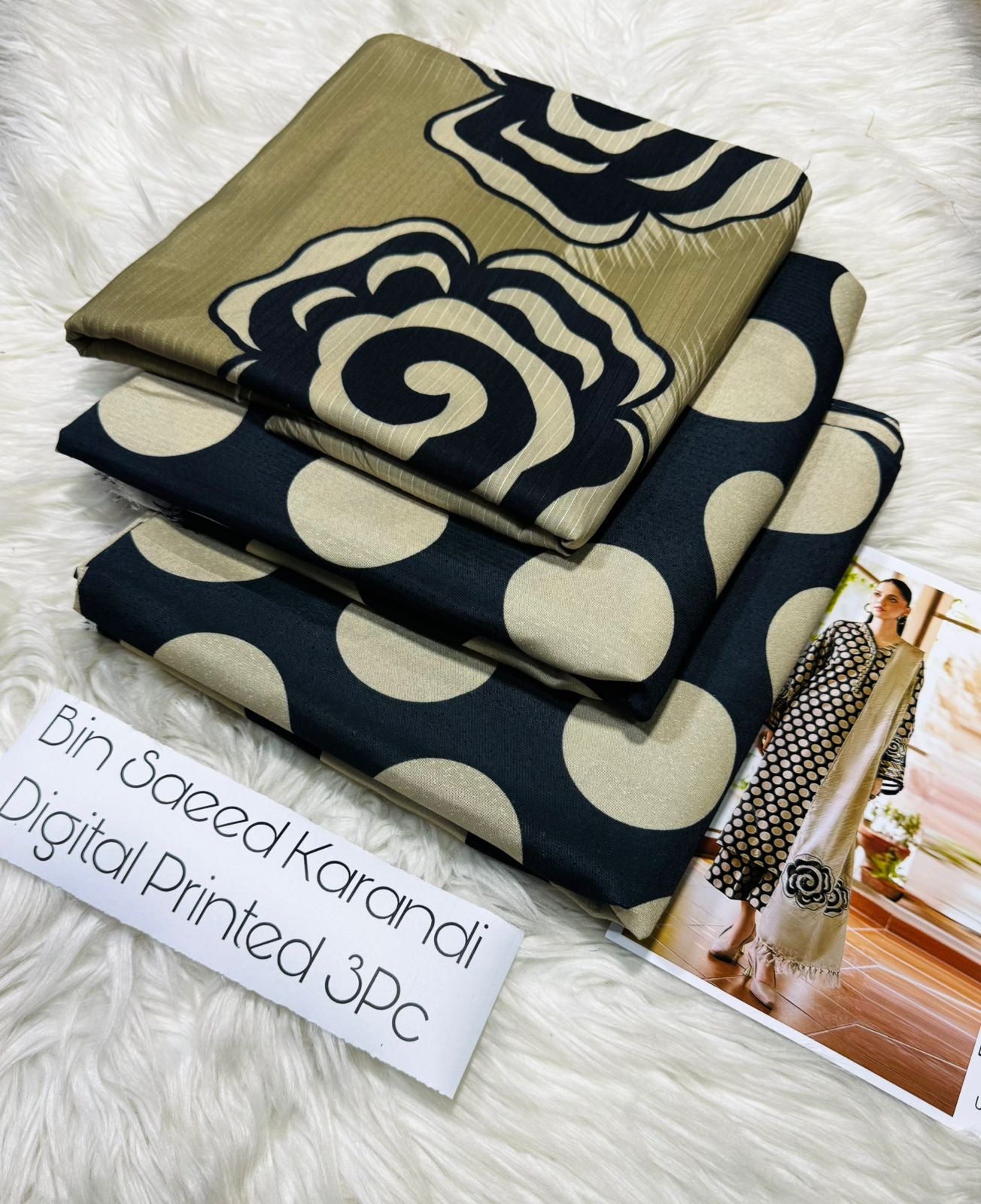 Bin Saeed Printed Karandi 3pc k#4