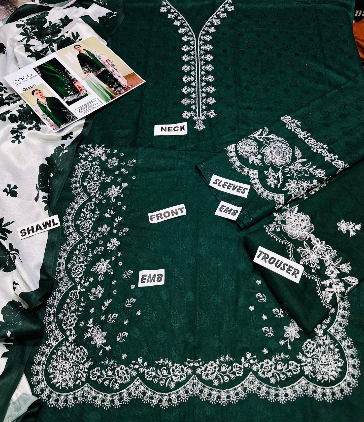 Zara shahjahan DHANAK EMROIDERED 3PC (E140)