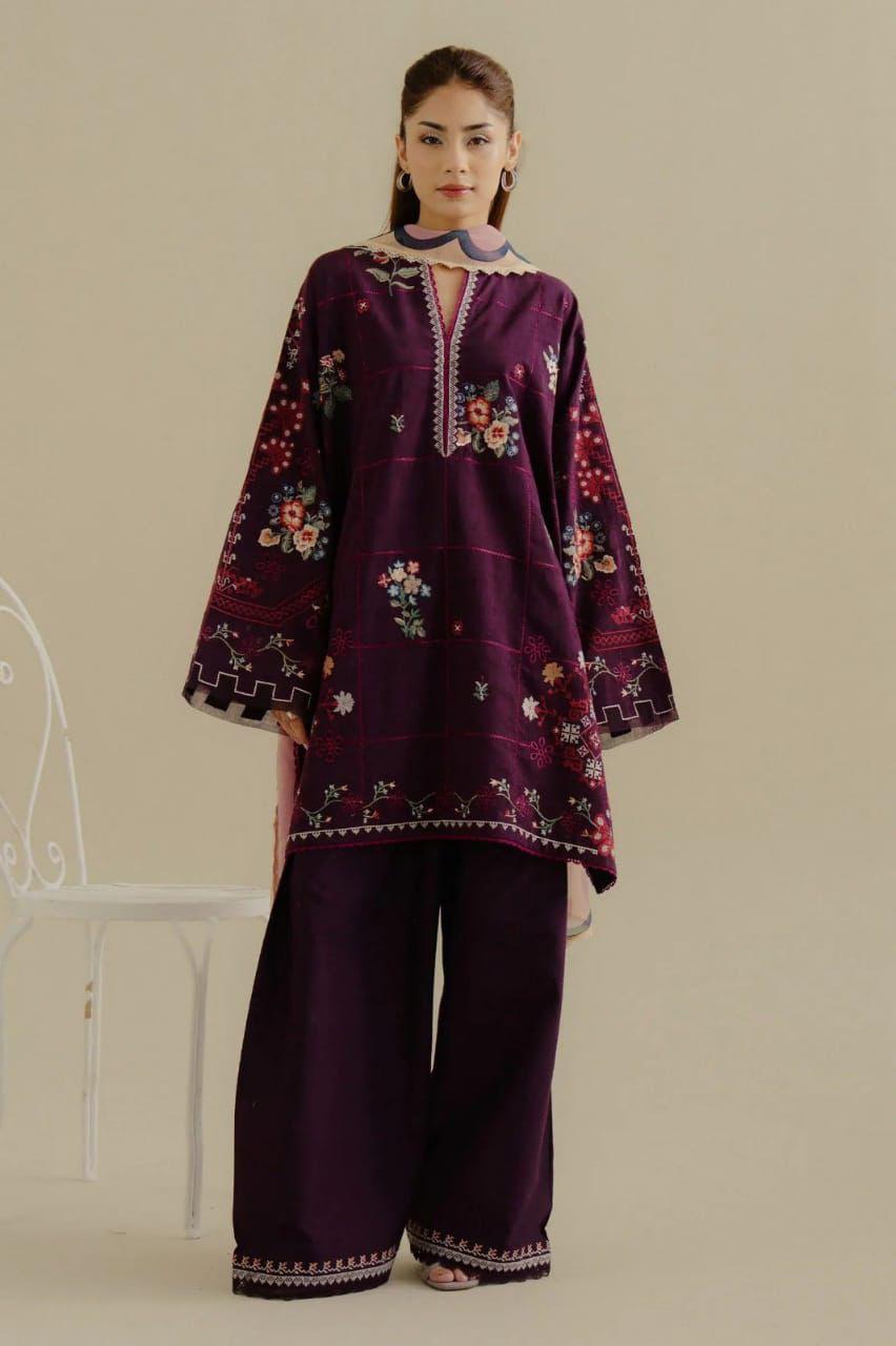 Zara shahjahan DHANAK EMROIDERED 3PC (E137)