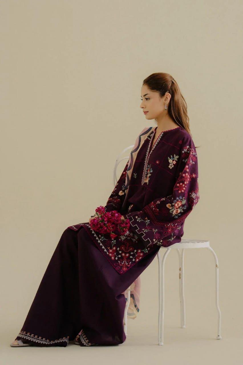 Zara shahjahan DHANAK EMROIDERED 3PC (E137)