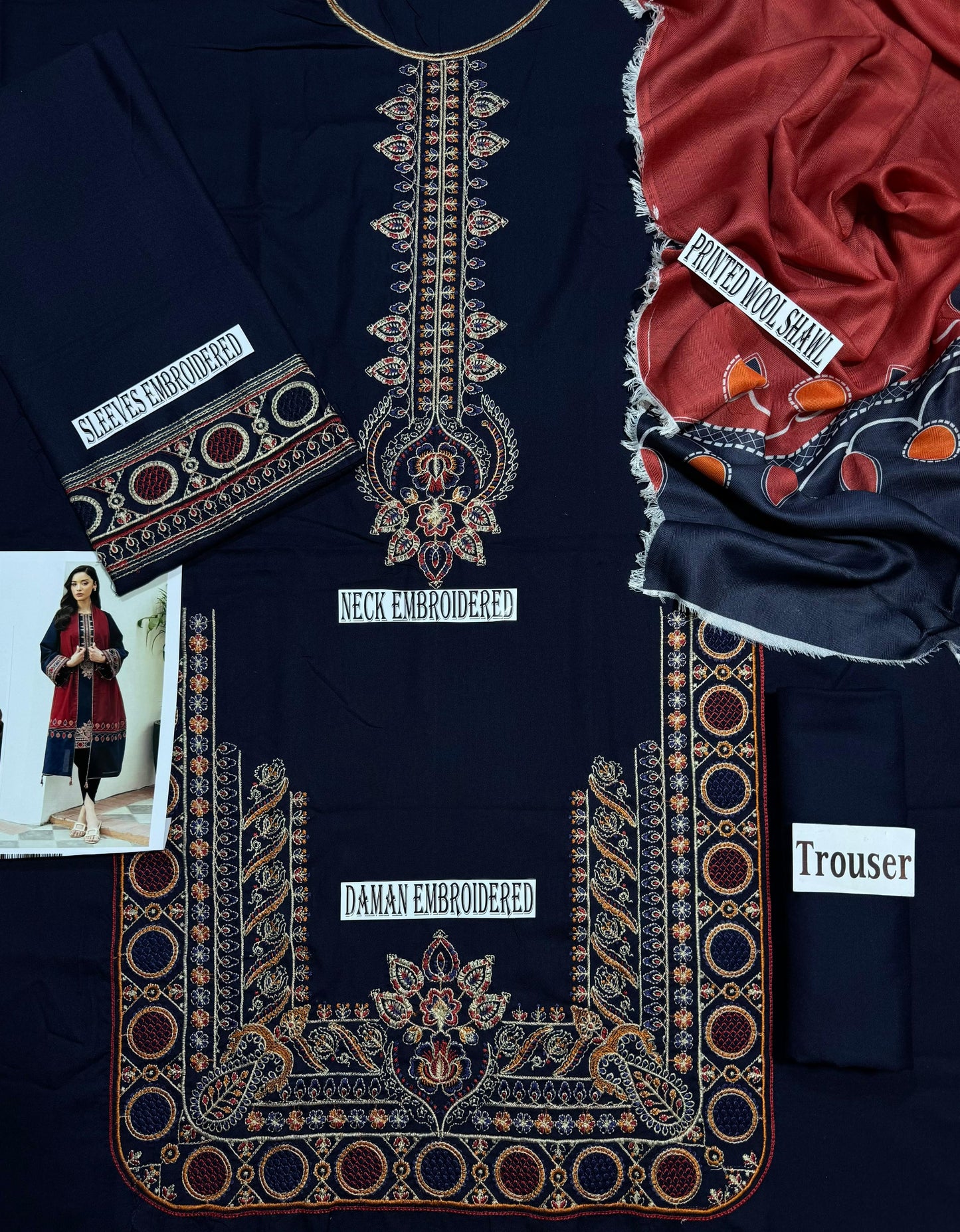 JAZMIN DHANAK EMROIDERED 3PC (E130)