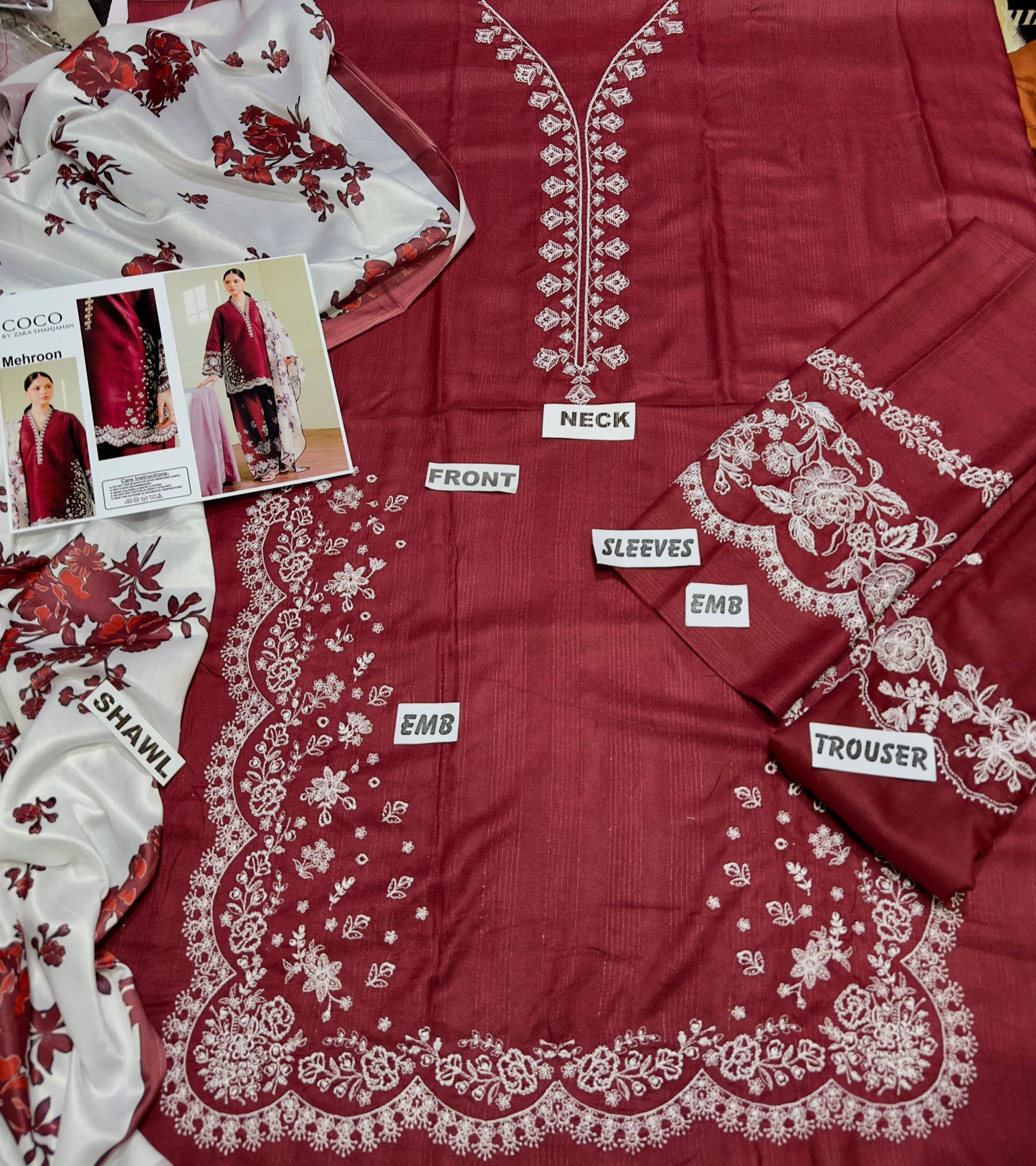 Zara shahjahan DHANAK EMROIDERED 3PC (E139)
