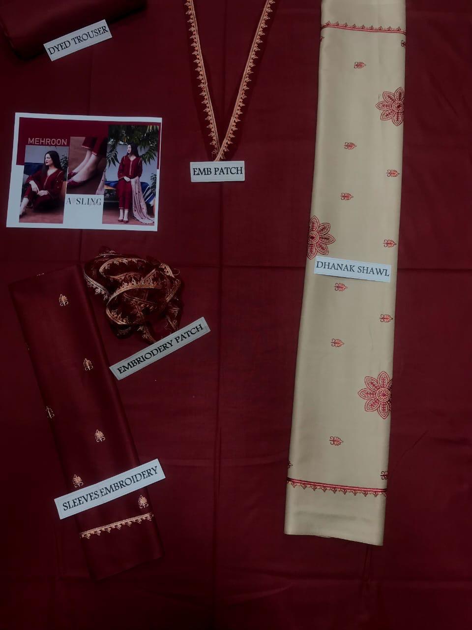 DHANAK EMROIDERED 3PC (E114)