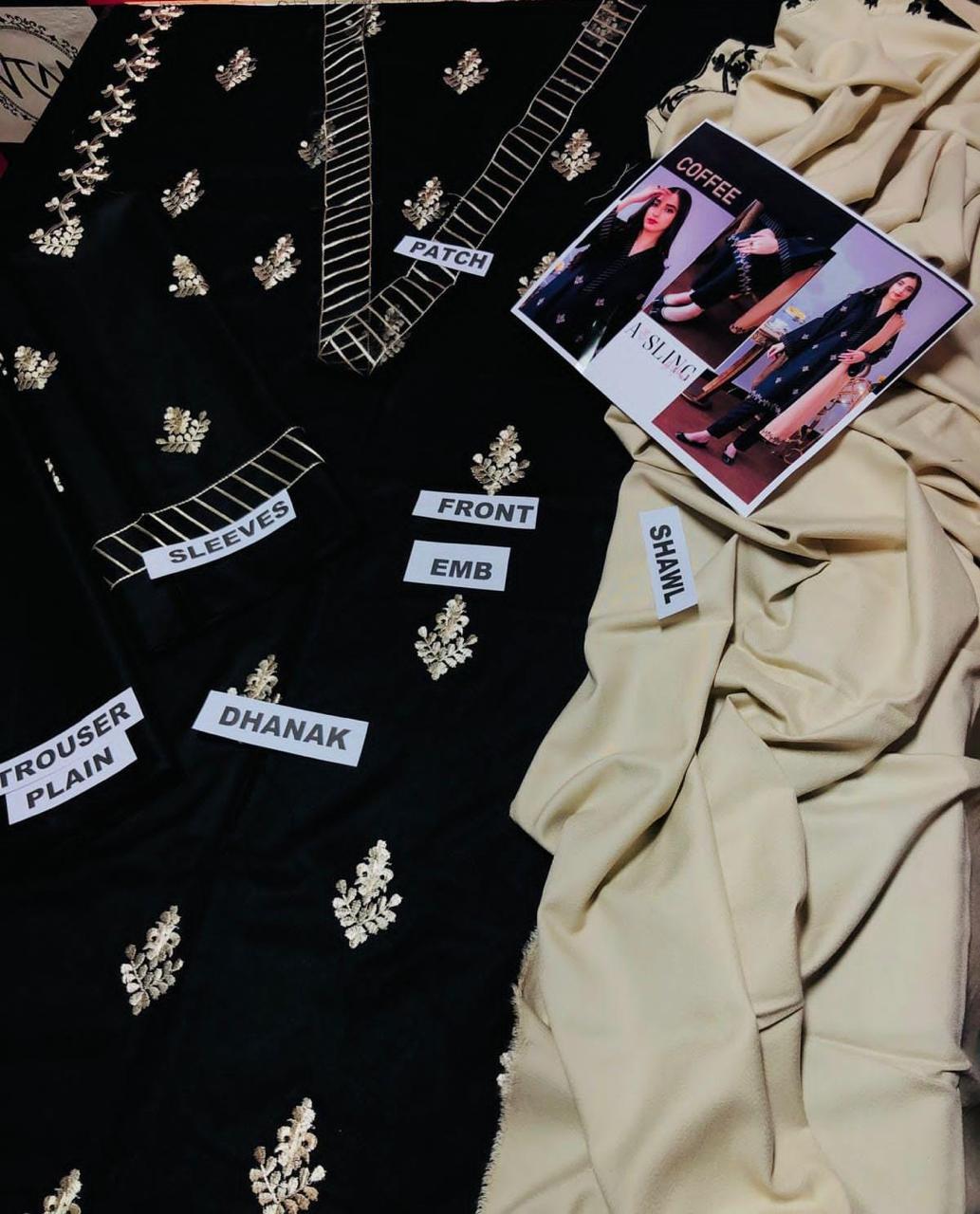DHANAK EMROIDERED 3PC (E116)
