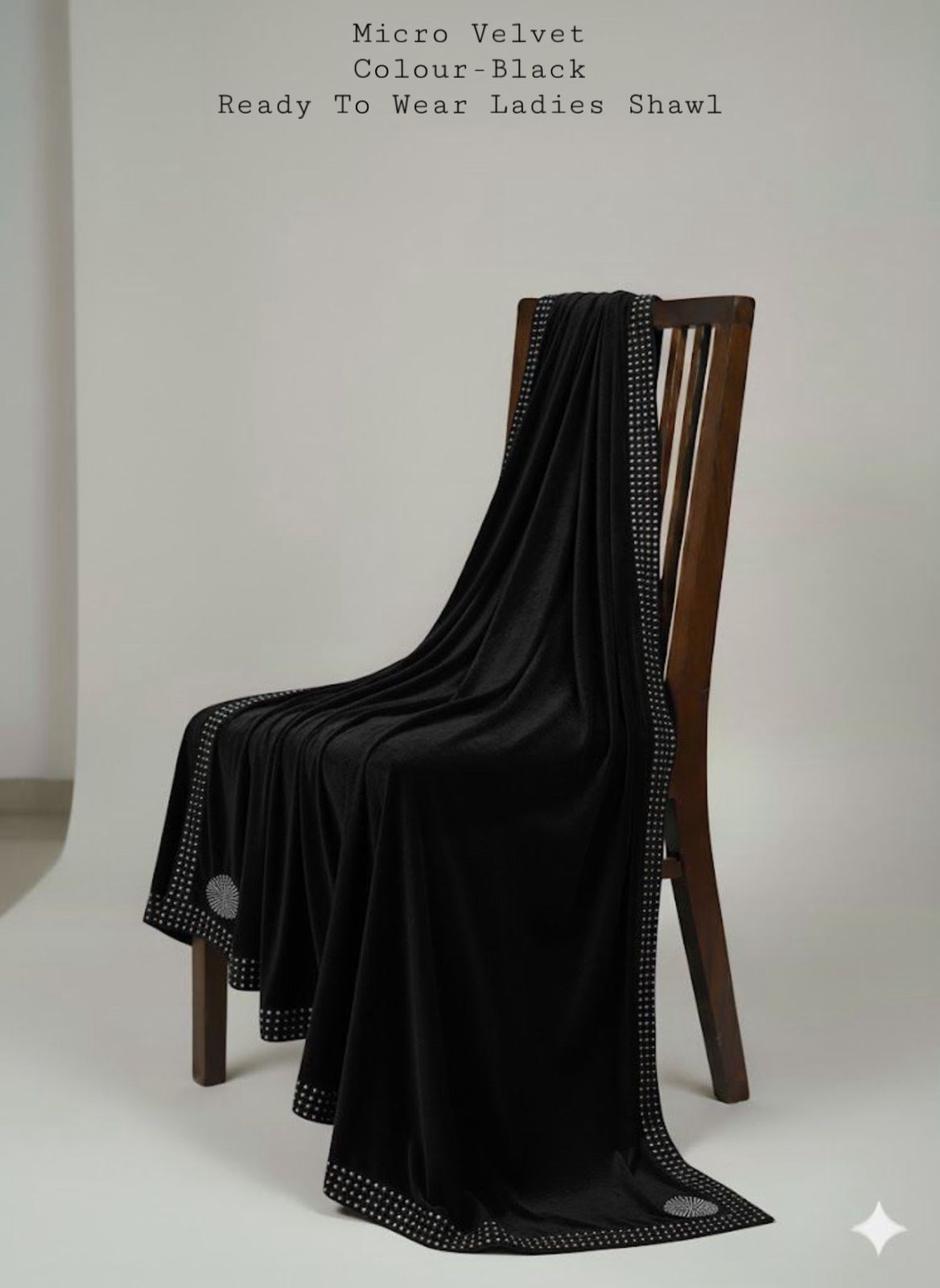 Fancy Velvet Shawl (Black)