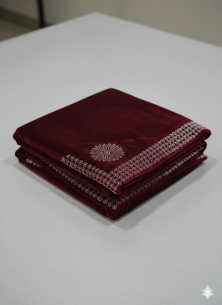 Fancy Velvet Shawl (Mehroon)