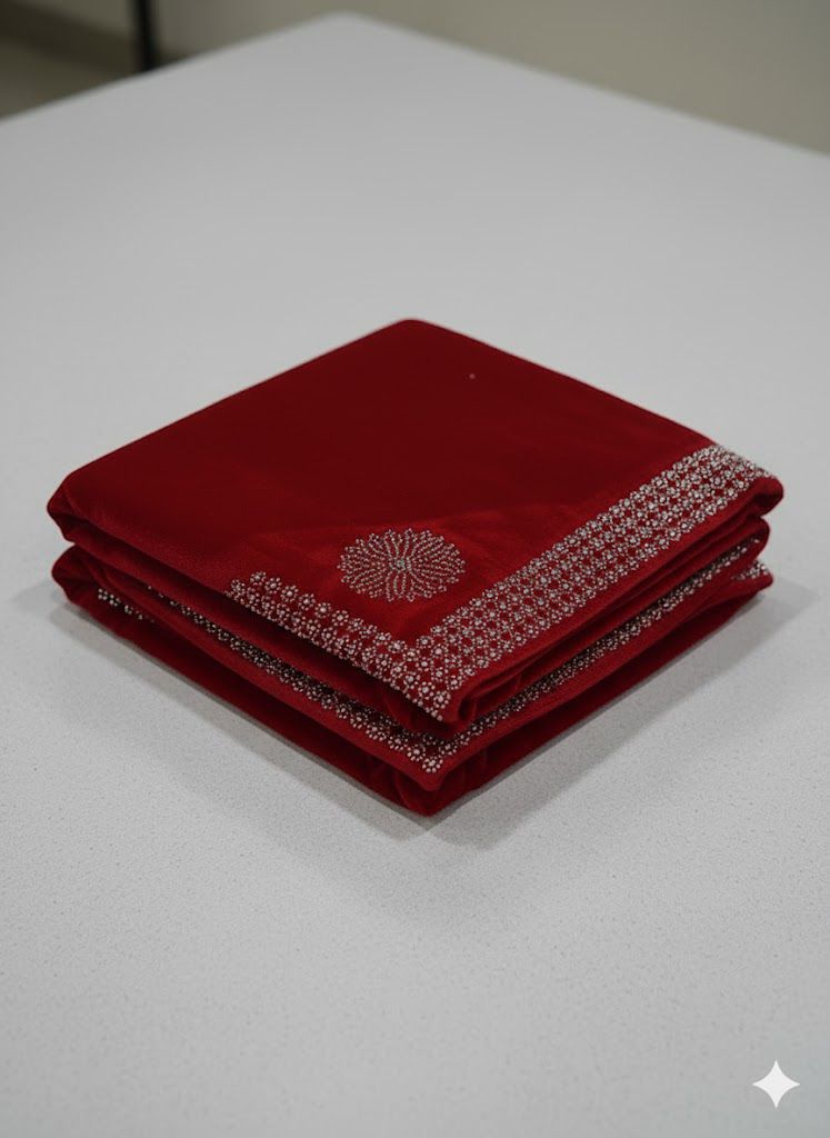 Fancy Velvet Shawl (Red)