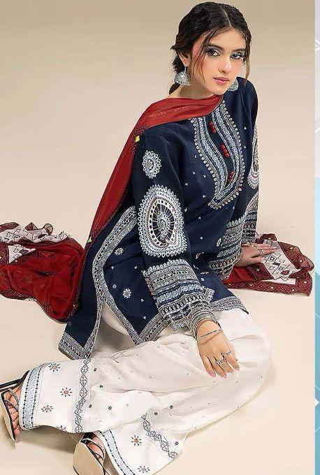 DHANAK EMROIDERED 3PC (E124)