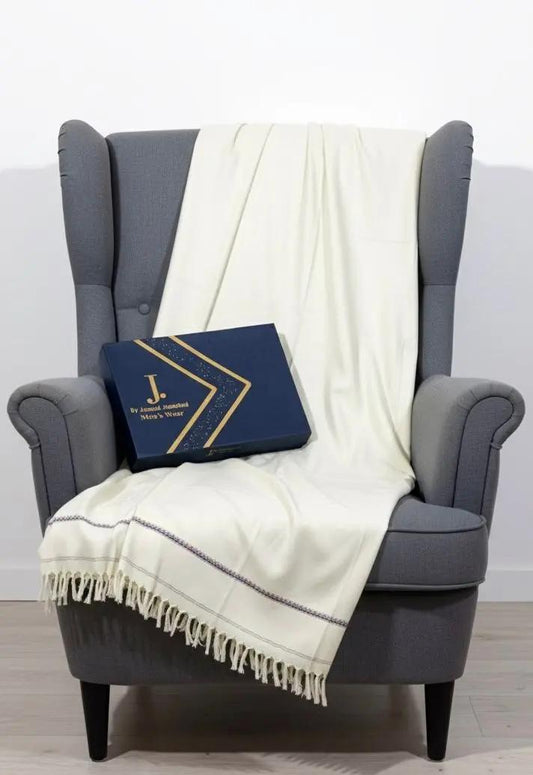 J. Men's Shawl with Box  off White(122)