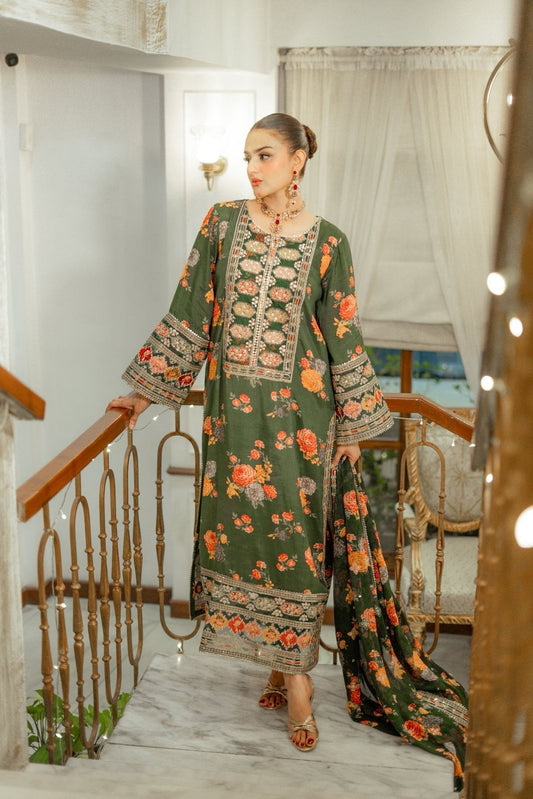 Aneela’s DHANAK EMROIDERED 3PC (E143)