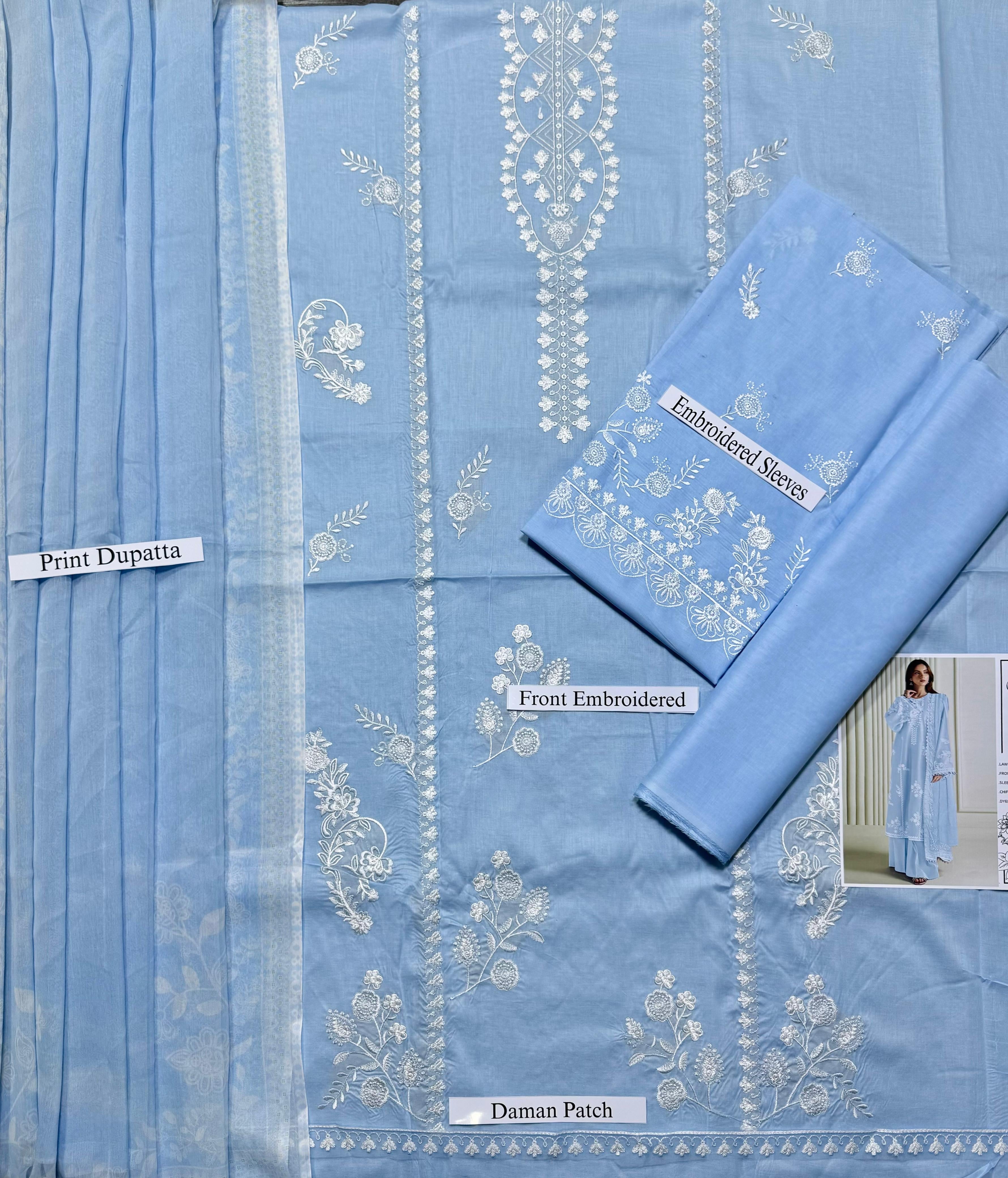 ZARASHAHJAHAN UNSTITCH LAWN EMBROIDERED 3PC (E213)