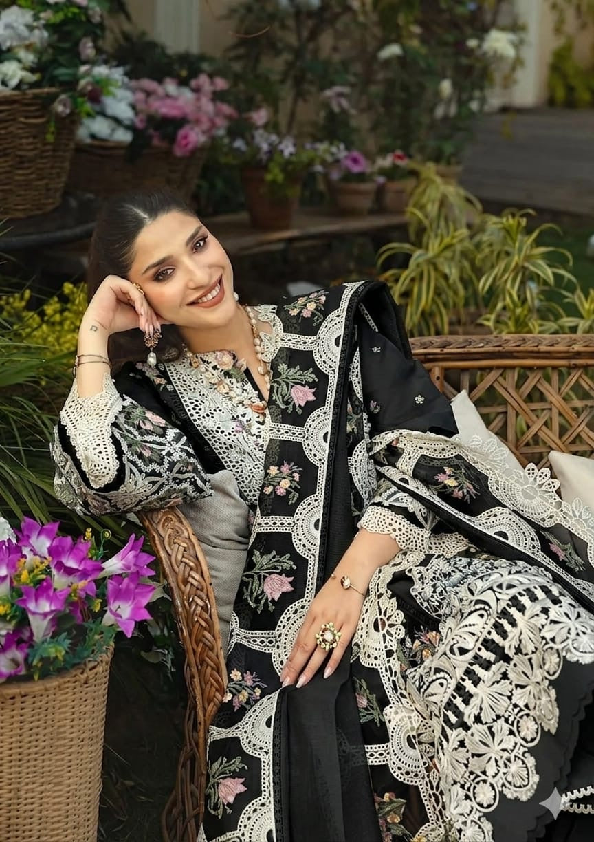 ELAF | UNSTITCH LAWN EMBROIDERED 3PC | HA337