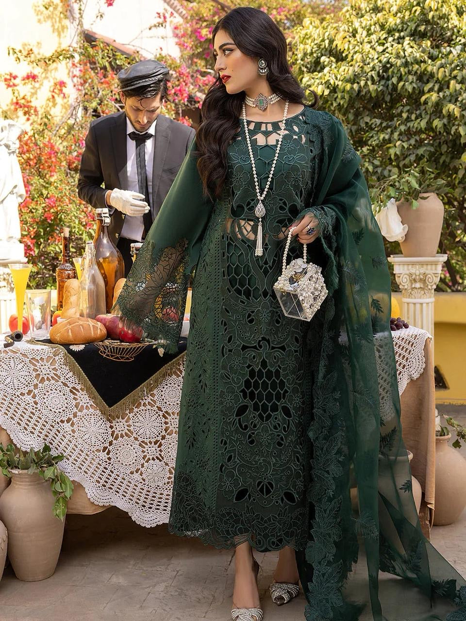 BIN ILYAS | UNSTITCH LAWN EMBROIDERED 3PC | HA335