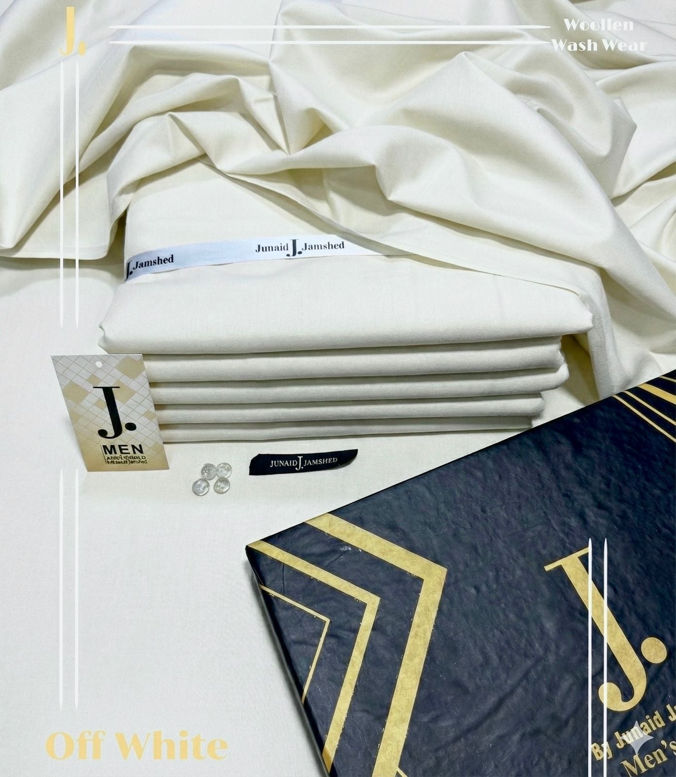 J.Woolen wash&wear (Off White )