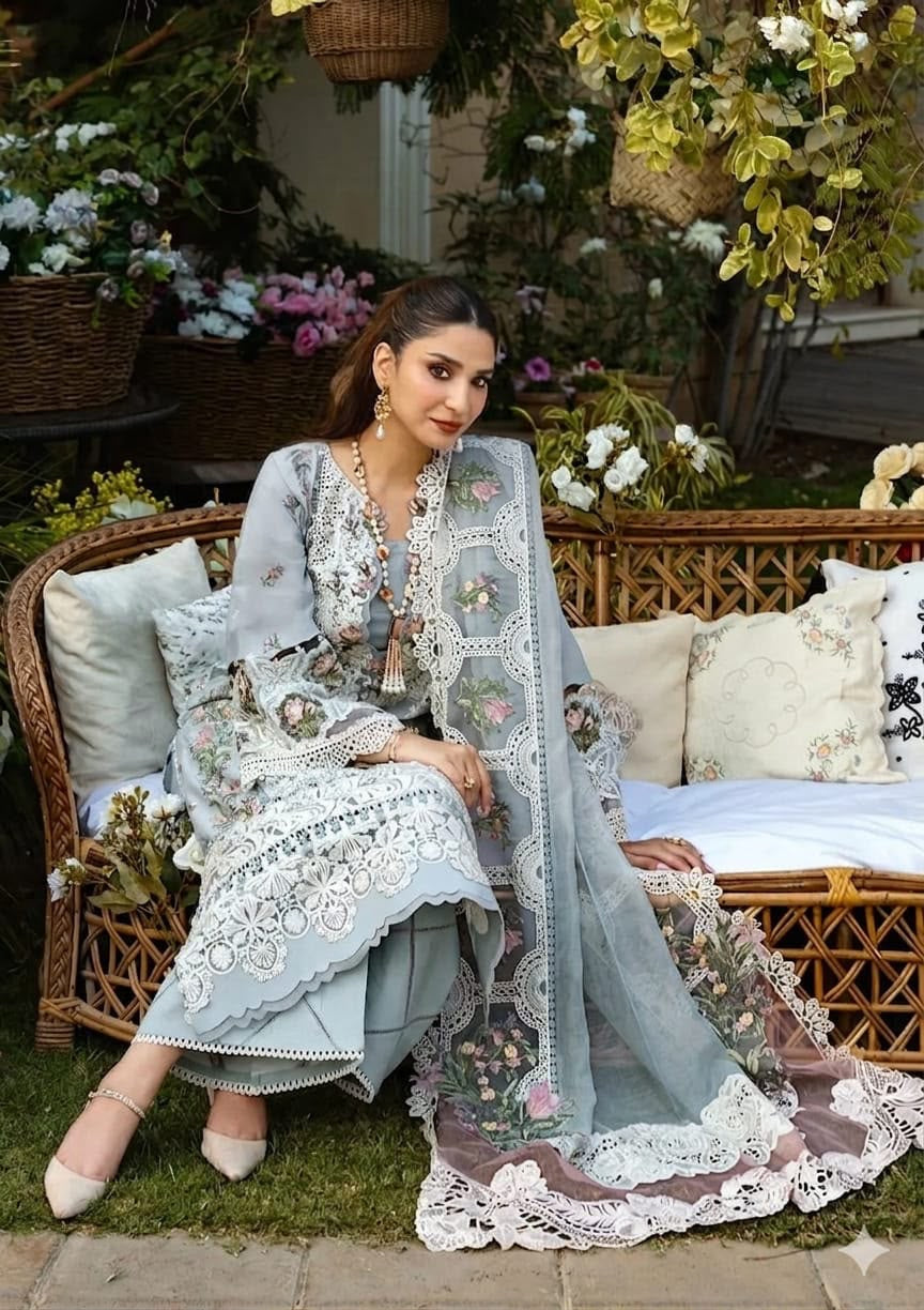 ELAF | UNSTITCH LAWN EMBROIDERED 3PC | HA339