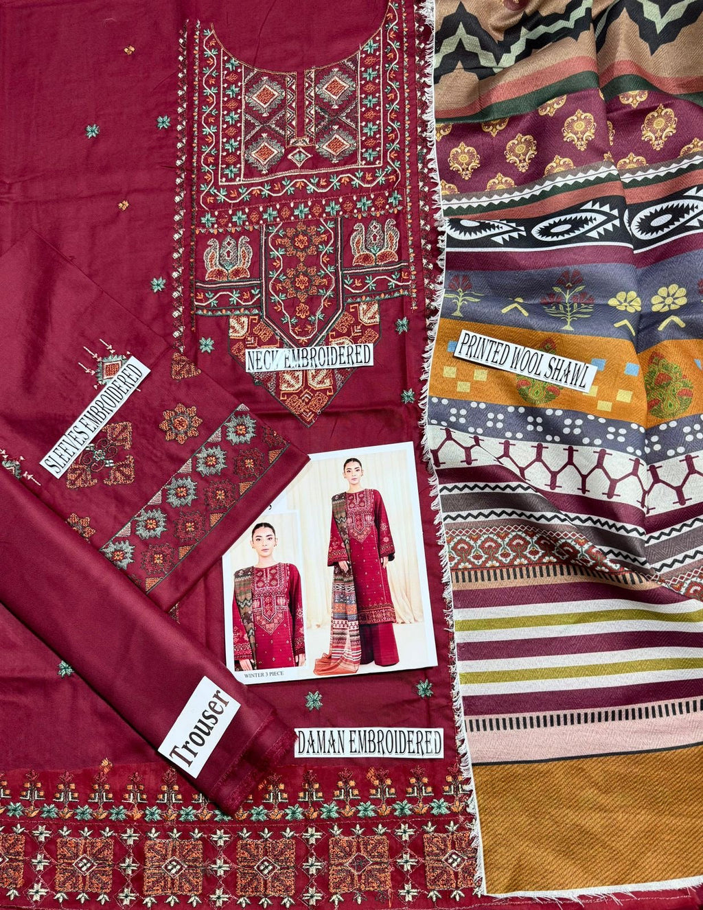 KAYSERIA DHANAK EMROIDERED 3PC (E201)