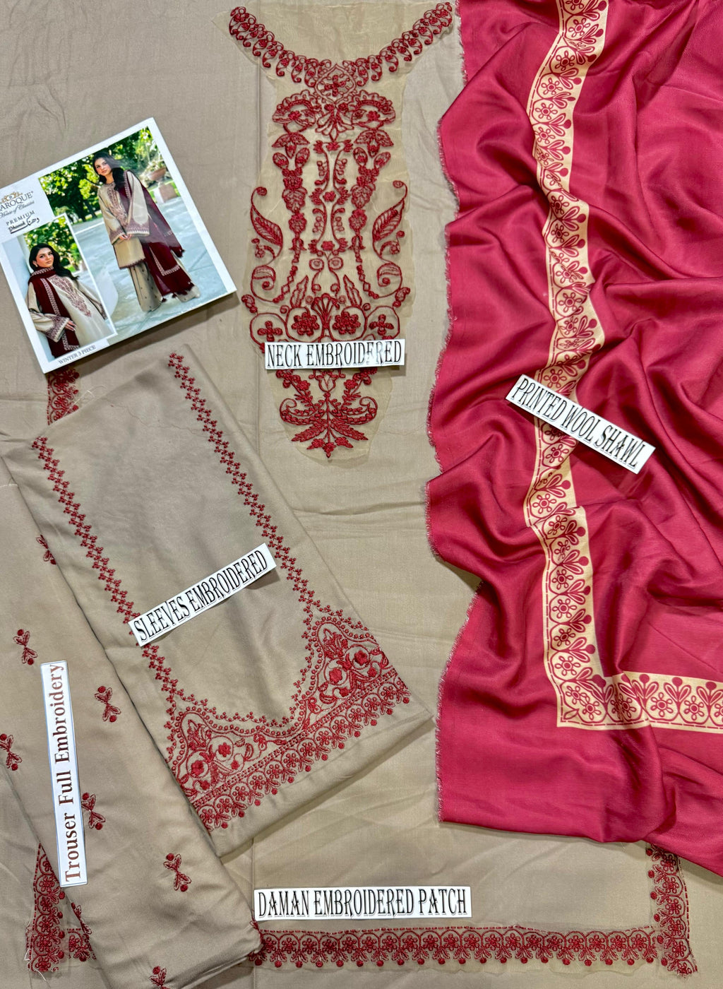 BAROQUE UNSTITCH LAWN EMBROIDERED 3PC (E207)