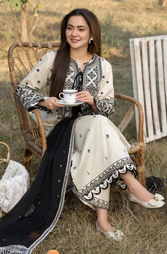 ALLY’s DHANAK EMROIDERED 3PC (E129)