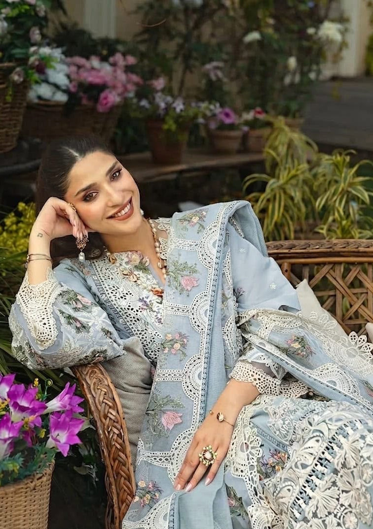 ELAF | UNSTITCH LAWN EMBROIDERED 3PC | HA339