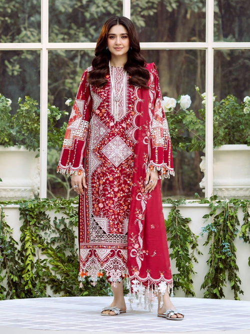 BIN ILYAS UNSTITCH LAWN EMBROIDERED 3PC (E220)