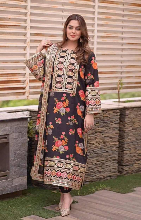 Aneela’s DHANAK EMROIDERED 3PC (E144)