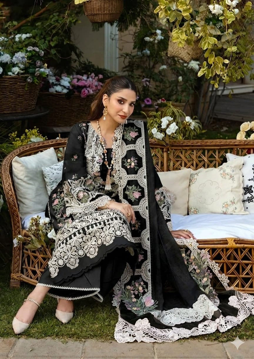 ELAF | UNSTITCH LAWN EMBROIDERED 3PC | HA337