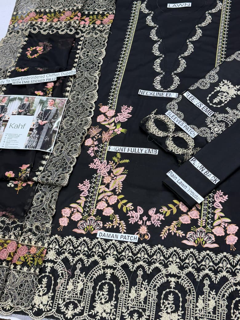 KAHF UNSTITCH LAWN EMBROIDERED 3PC (E279)