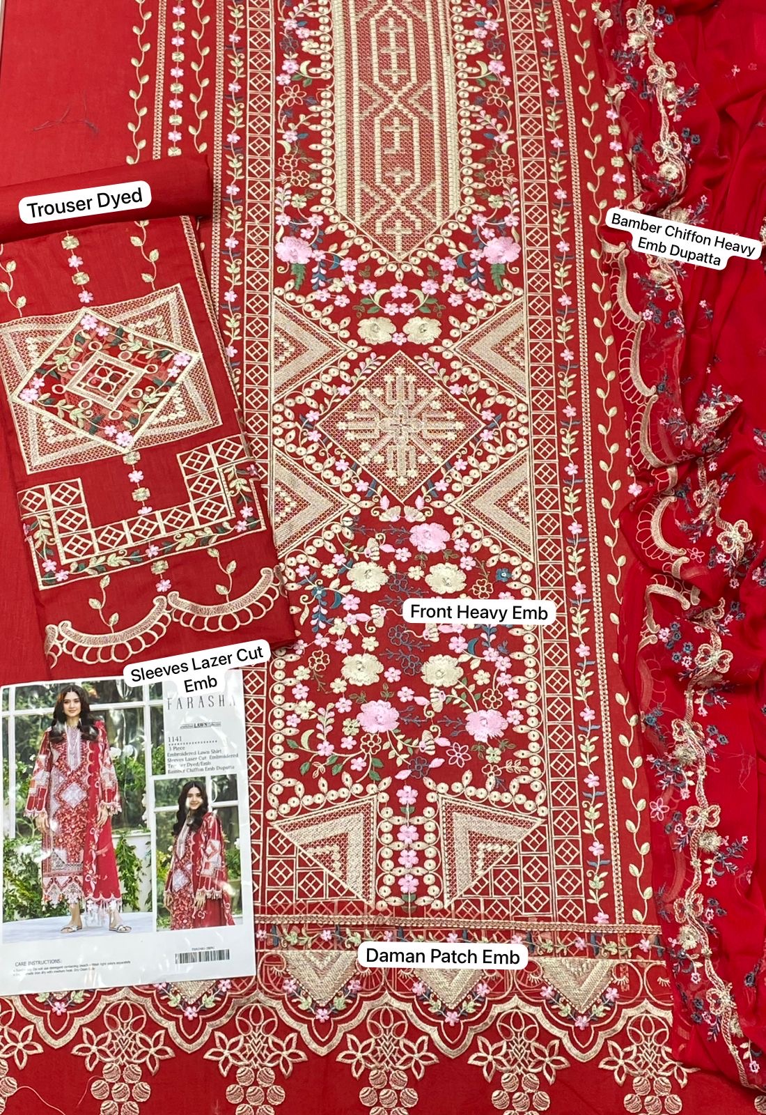 BIN ILYAS UNSTITCH LAWN EMBROIDERED 3PC (E220)