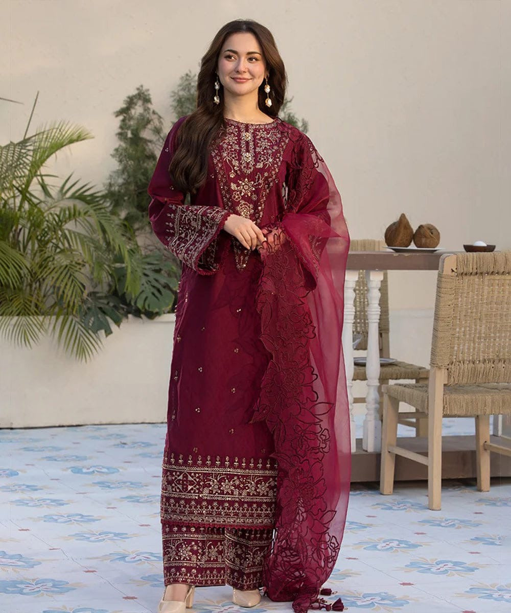 QALAMKAR | UNSTITCH LAWN EMBROIDERED 3PC | HA340