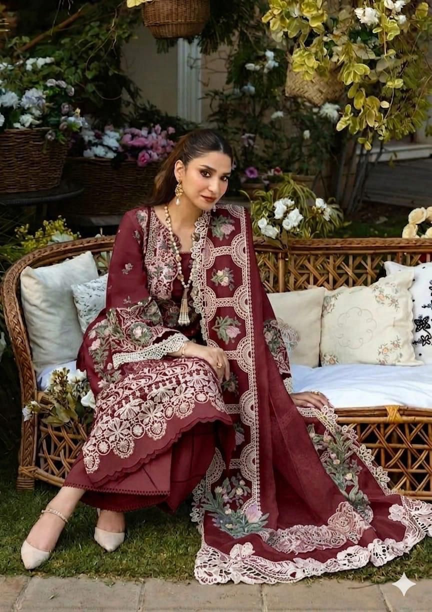 ELAF | UNSTITCH LAWN EMBROIDERED 3PC | HA338