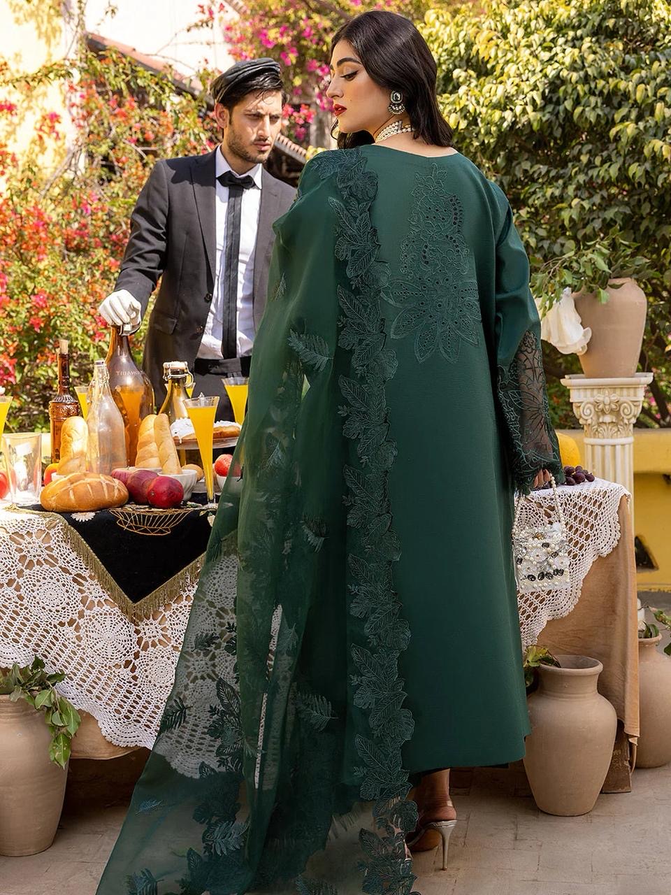 BIN ILYAS | UNSTITCH LAWN EMBROIDERED 3PC | HA335