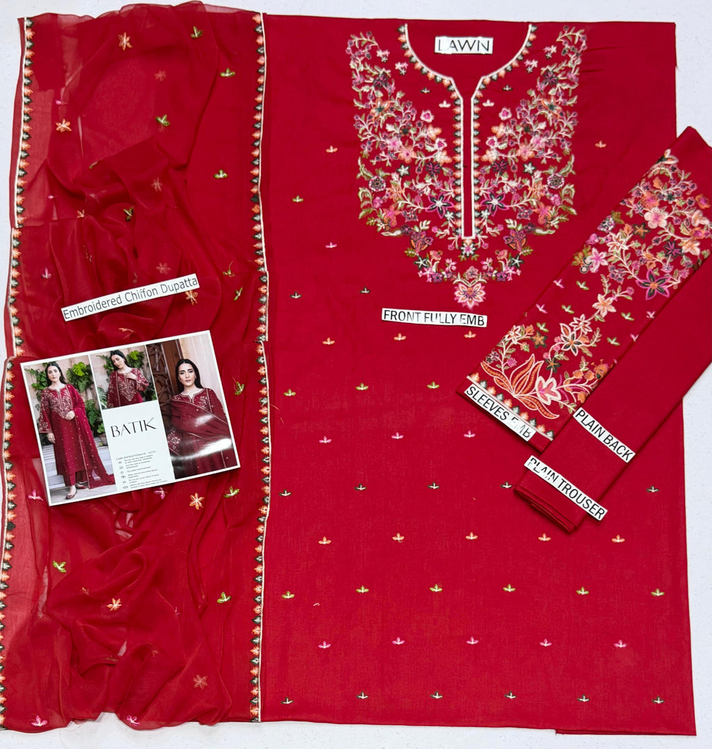 BATIK UNSTITCH LAWN EMBROIDERED 3PC (E268)