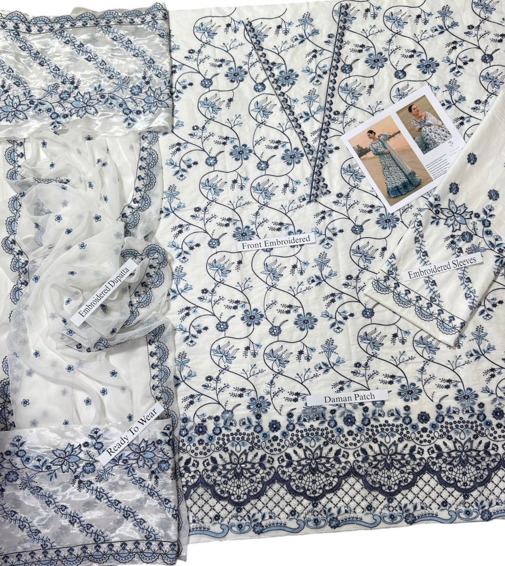 HANIA AMIR  UNSTITCH LAWN EMBROIDERED 3PC (E244)