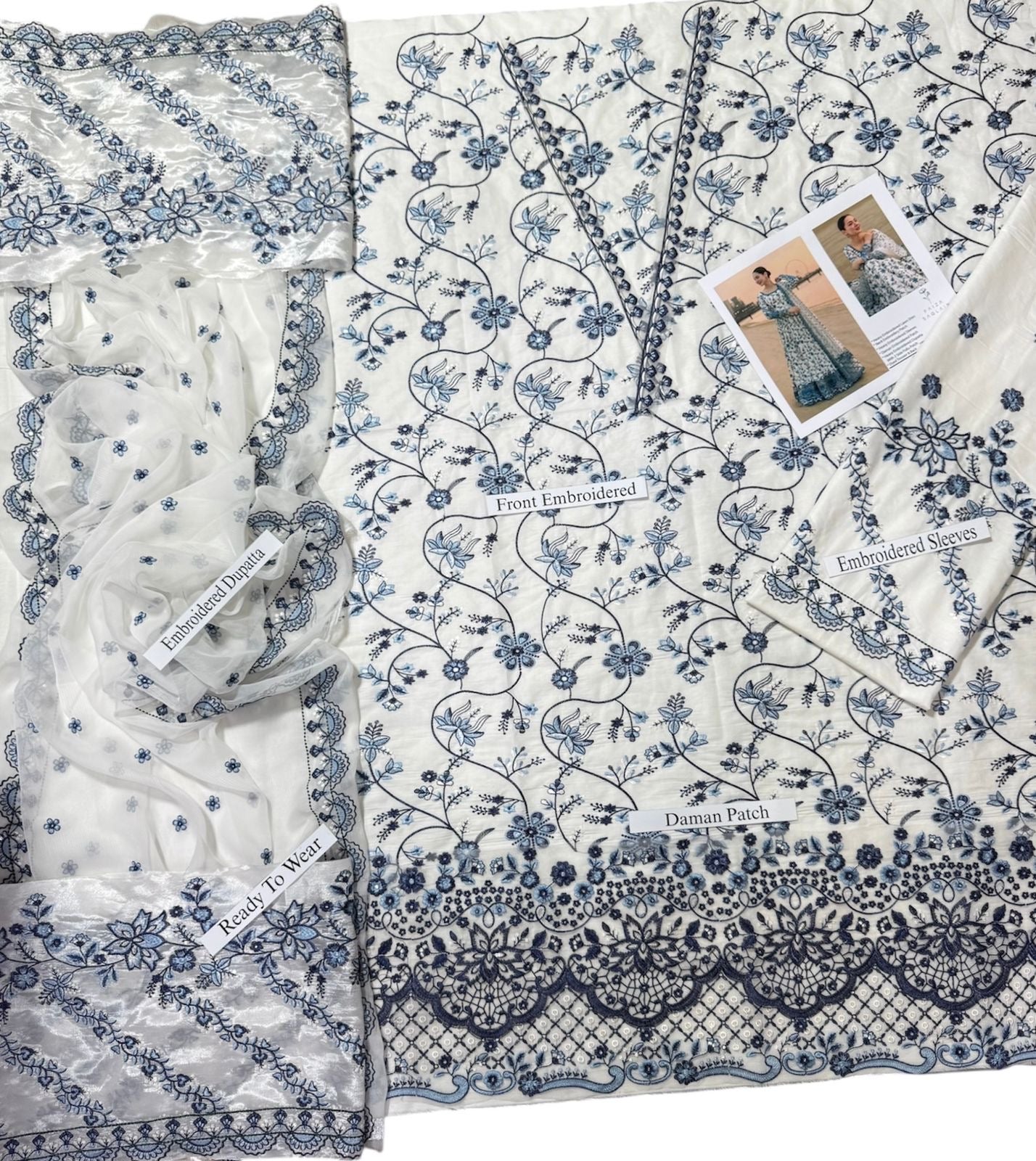 HANIA AMIR  UNSTITCH LAWN EMBROIDERED 3PC (E244)