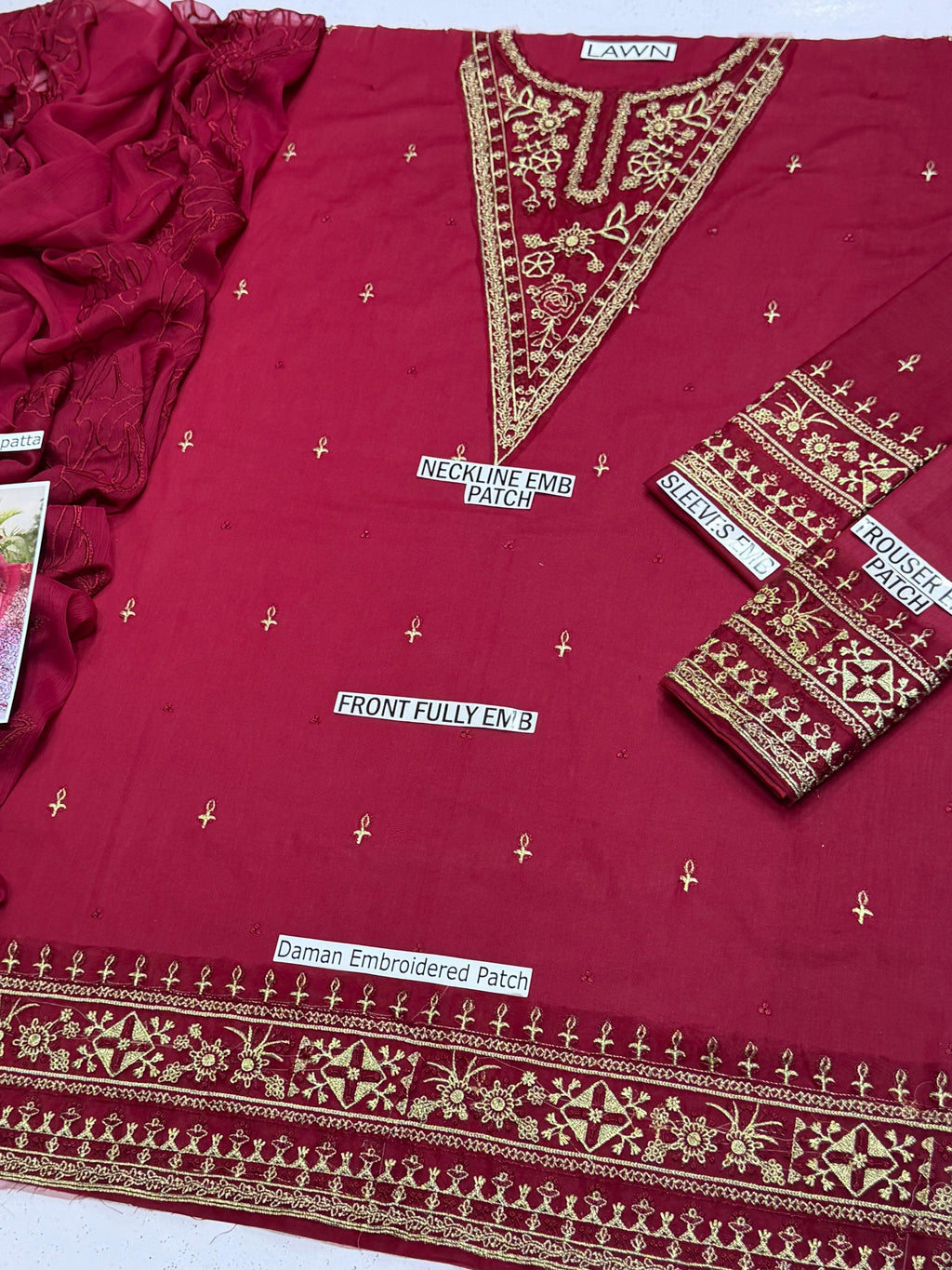 QALAMKAR | UNSTITCH LAWN EMBROIDERED 3PC | HA340