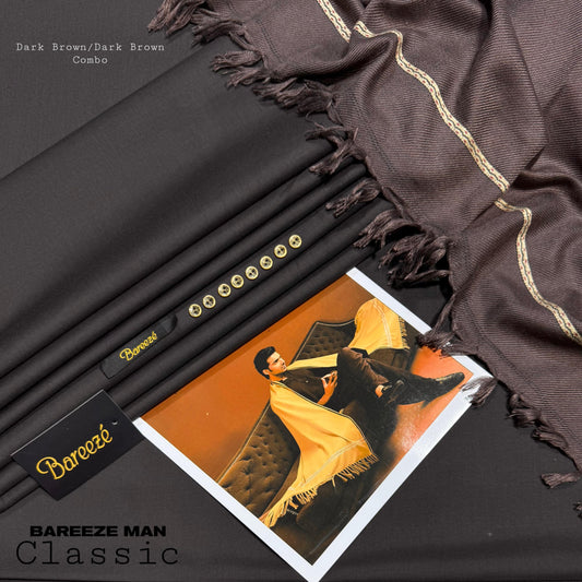 Men’s Premium Woolen Wash&Wear with wool shawl (Dark Brown&Dark Brown )