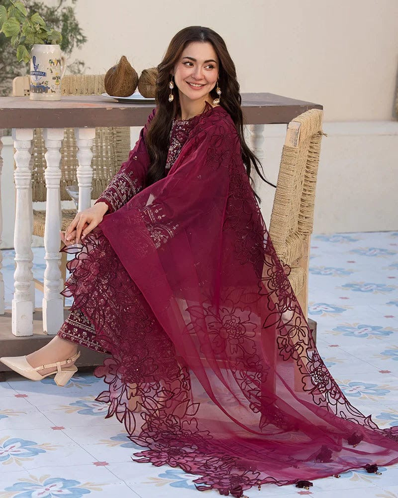 QALAMKAR | UNSTITCH LAWN EMBROIDERED 3PC | HA340