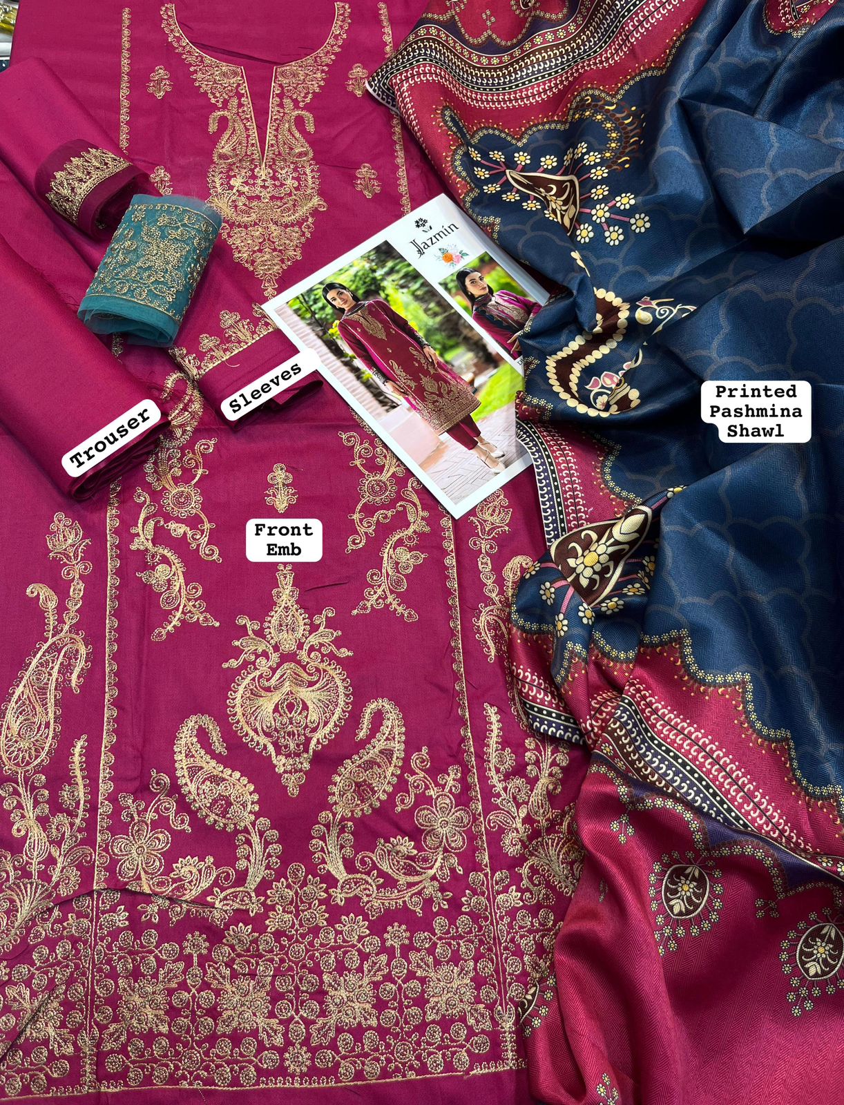 Jazmin DHANAK EMROIDERED 3PC (E133)