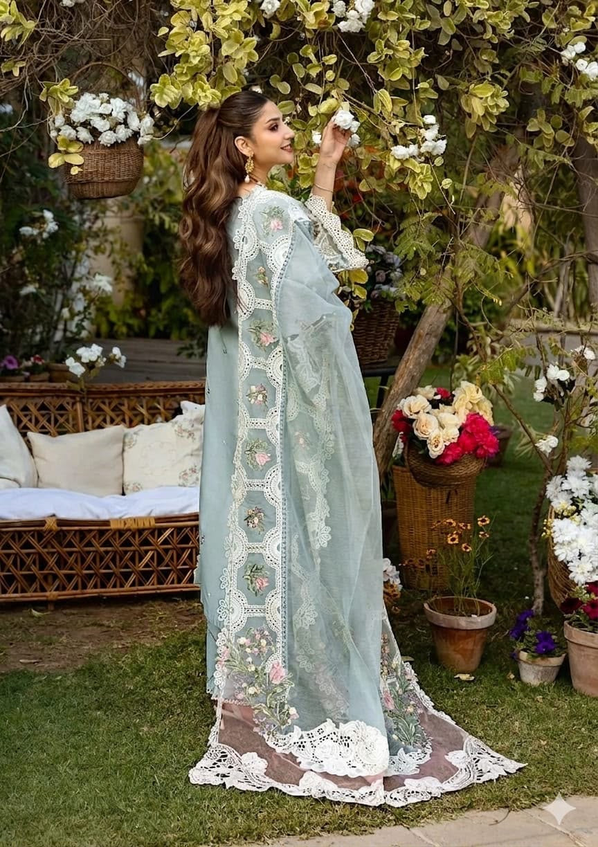 ELAF | UNSTITCH LAWN EMBROIDERED 3PC | HA339