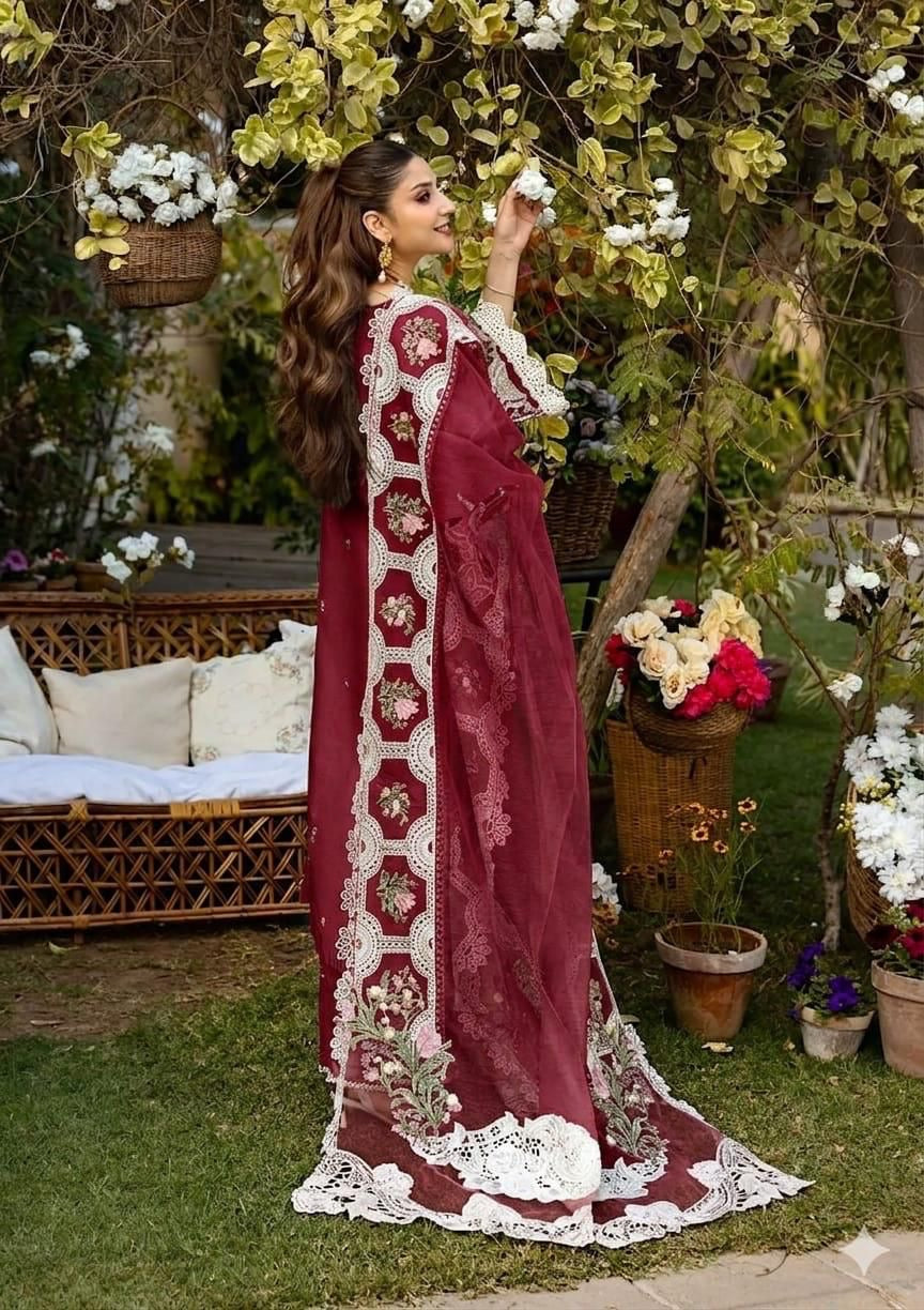ELAF | UNSTITCH LAWN EMBROIDERED 3PC | HA338