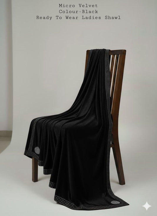 Fancy Velvet Shawl (Black)