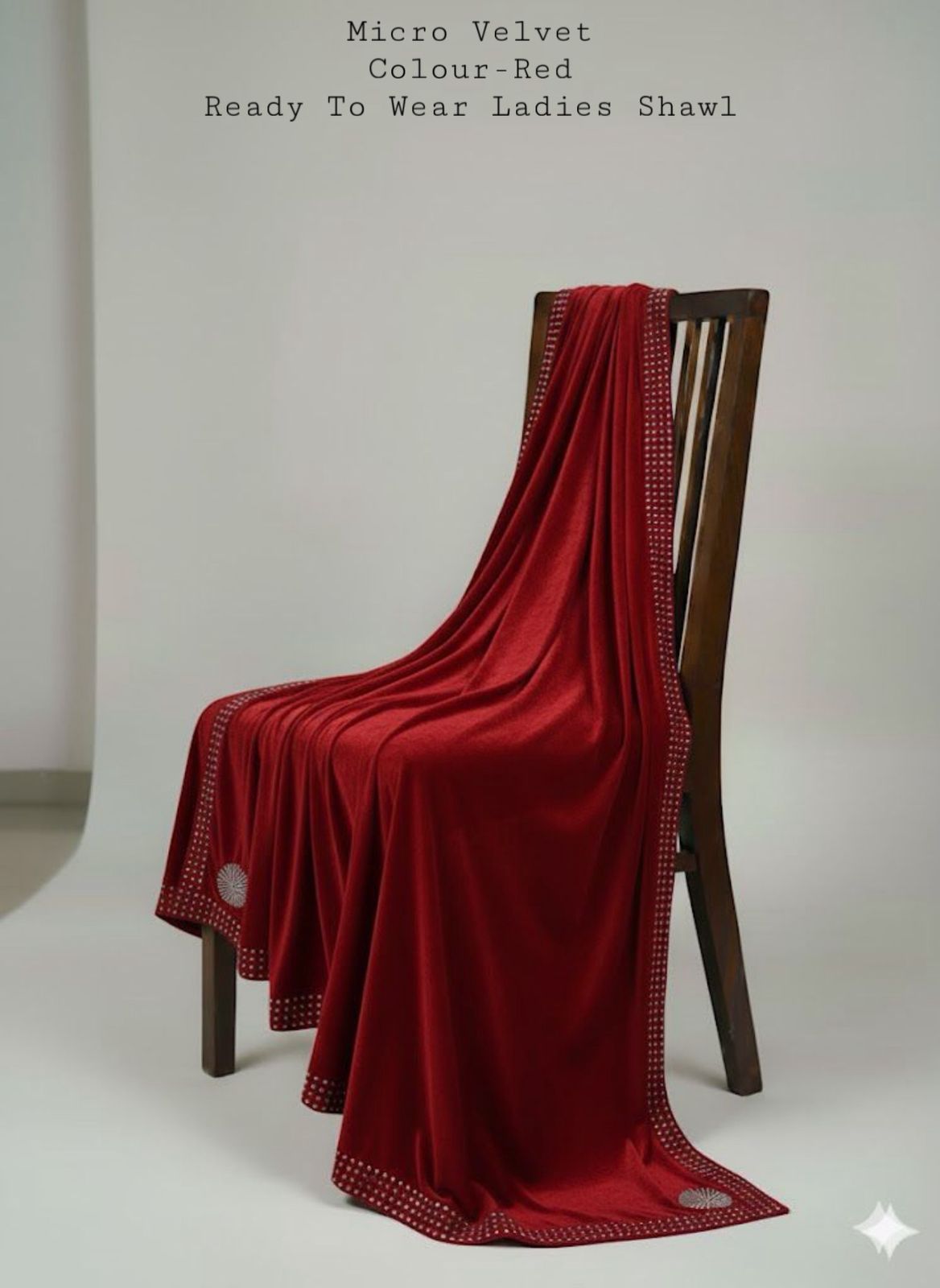 Fancy Velvet Shawl (Red)