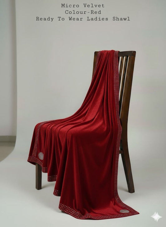Fancy Velvet Shawl (Red)