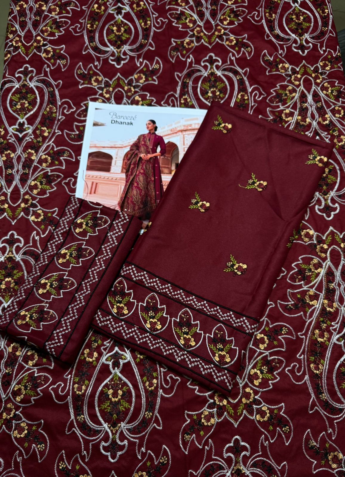 BAREEZE DHANAK EMROIDERED 3PC (E146)